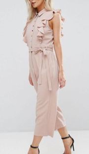 Asos  Dusty Pink Ruffle Frill Kawaii Overall Jumpsuit Jumper size 0