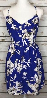 🧚‍♂️Karlie Blue Floral Mini Fit n Flare Dress Size L