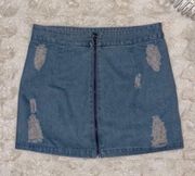 Distressed Denim Mini Skirt Size Medium New