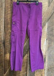 Wonderwink purple scrubs with drawstring tie wide legs size medium