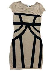 Vero Moda Classic tan black bodycon mini dress sz Small NWT