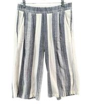 Cloth And Stone Pants Womens M Blue Rayon Linen Striped Crop Relaxed Pockets