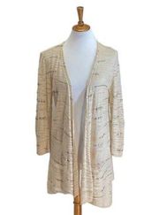 Nic+Zoe Linen Blend Cardigan Beige Size L Neutral Minimalist Coastal Beach Boho