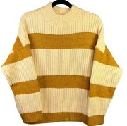 FRNCH Paris Mock Neck Yellow Striped Women's Small Medium Dolman Sweater NWT