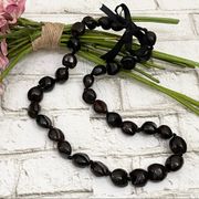 Kukui Nut HAWAIIAN Black Dark Chocolate Lei 32” Necklace