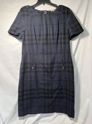 Burberry Brit Wool Blue Plaid Dress Size 14