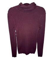 St. John Bay Ribbed Burgandy Long Sleeve Solid Print Turtleneck - M