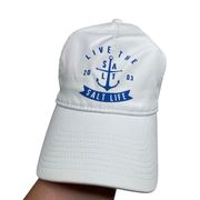 Salt Life  White with Blue Writing Elastic Blend Adjustable Baseball Cap Women's