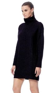 360 Cashmere Daniela Turtleneck Ribbed Black Sweater Dress XS NEW