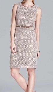 Anne Klein Crochet Belted Tan Sheath Dress