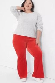 Lane Bryant Red Velvet Pull On Pants Flare Leg High Rise Stretch Size 18