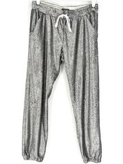 David Lerner Sequin Lounge Joggers Silver S