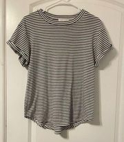 Bohme Green White Striped Hi Low T-Shirt Size Small