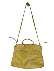 FURLA Yellow Embossed Croc Leather Piper Satchel Crossbody Bag Preowned Purse