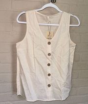 Grae Cove shirt Cream colored linen cotton NEW NWT sleeveless button down medium