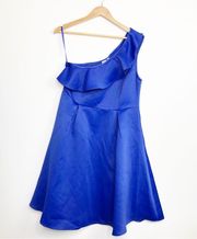 ANTHROPOLOGIE Seen Worn Kept Shreya One shoulder blue dress