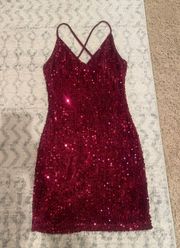 Dillard's Red Sequin Mini Dress