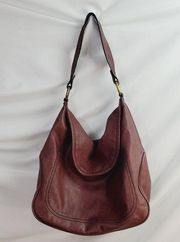 FRYE Leather Campus Rivet Leather Hobo Shoulder Bag Purse in Merlot Burgundy Red