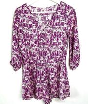 Wild Pearl Romper 3/4 Sleeves Purple Size Small