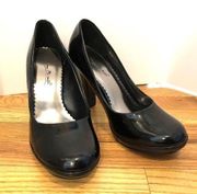 Black patent leather shiny platform heels shoes 9 NEW NIB NWT rockabilly pinup