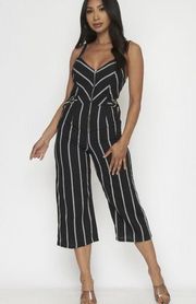 Buckle Sleeveless Stripe Jumpsuit Pants Romper NWT