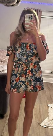 strapless floral romper