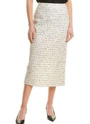 St. John Cream Black Tweed Midi Pencil Skirt Size 10