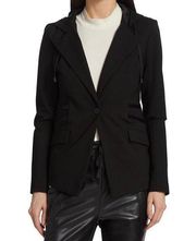 Blanc Noir Gayatri Blazer Jacket Women's XS Black Buttons Hooded Collar New