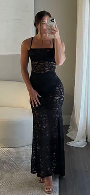 Black Lace Sheer Maxi Dress