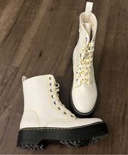 Brand New  Combat Boots Womens Size US 7.5 Yellow Sunflower Lace Up