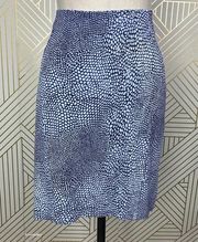 J. McLaughlin Blue Speckle Dot Printed Pencil Skirt Size US 6