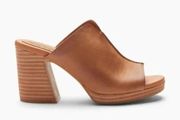 Kork-Ease Harlin Platform Leather Slide Heel Sandals Brown 7