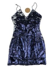 Honey Punch - Sequin Changing Mini Slip Dress in Blue & Silver