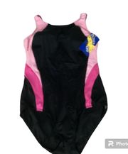 NWT  High Neck Color Block Swimsuit Size 18W Black /Pink