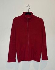 506-JONES NEW YORK Sport Red Knit Zip up high neck Sweater