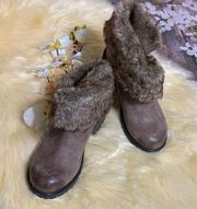 Candie's Wimter Fold Over Beige Boots Size 8.5