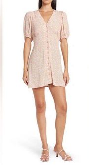 Sophie Rue V-neck Button Front Dress In Peach Floral