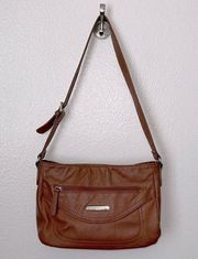 Stone Mountain camel brown leather shoulder bag