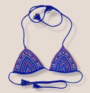 AEO Blue Embroidered Bikini Top