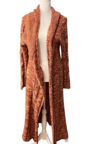 Boston Proper Duster Women Drape Front Open Front Cardigan Long Sleeve Brown M