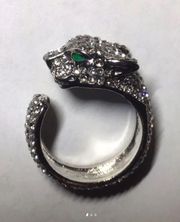Leopard Rhinestone Crystals Fashion Ring Adjustable