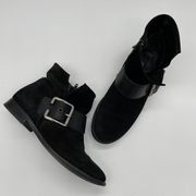 Paul Green Suede Buckle Ankle Boots - Black - US 6/UK 3.5
