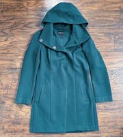 Betabrand • All Day Coat hooded jacket wrap asymmetrical Forest Green