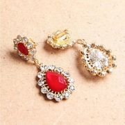 Glamorous Zinc Alloy Red Rhinestone Water Drop Earrings