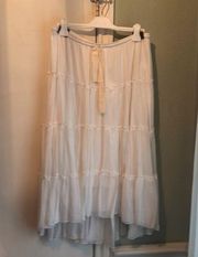 Tiered cotton and silk blend crepon midi white size 12