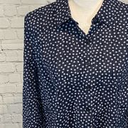 VAN HEUSEN Button Down Shirt Blue Floral Print-XL