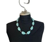 HLM SOHO - Boho turquoise dyed howlite bead necklace; a singe strand of large fl