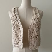Anthropologie Cream Crochet Vest