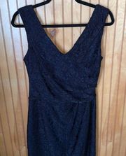 REISS Black lace sleeveless cocktail dress with sapphire blue lining size 12