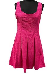 Lord & Taylor Pink sleeveless Fit and Flare pleated  Eyelet dress size 10P